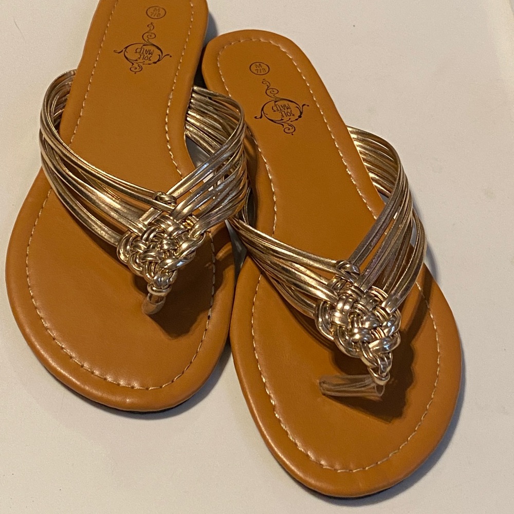 Sole Mates gold flip flops